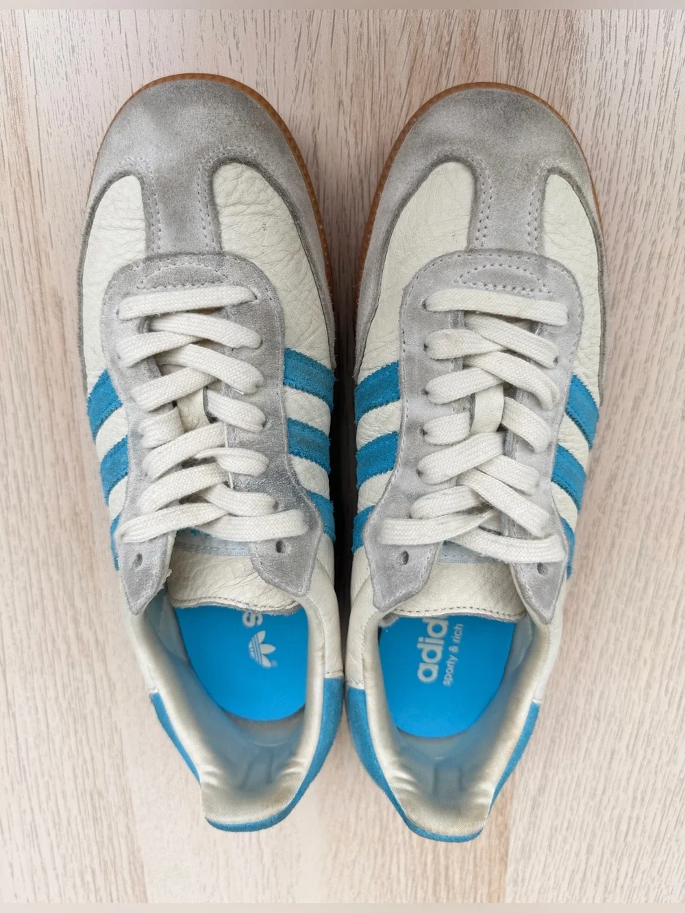 adidas x Sporty & Rich Samba OG Cream Blue IE7096 Sneakers US 6